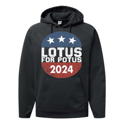 Lotus For Potus Kamala Harris 2024 Performance Fleece Hoodie