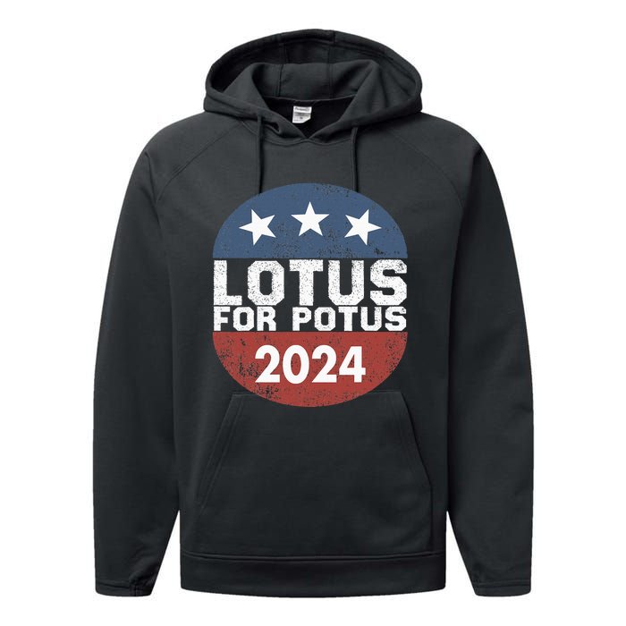 Lotus For Potus Kamala Harris 2024 Performance Fleece Hoodie