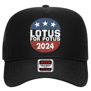 Lotus For Potus Kamala Harris 2024 High Crown Mesh Back Trucker Hat