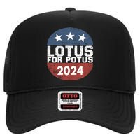 Lotus For Potus Kamala Harris 2024 High Crown Mesh Back Trucker Hat