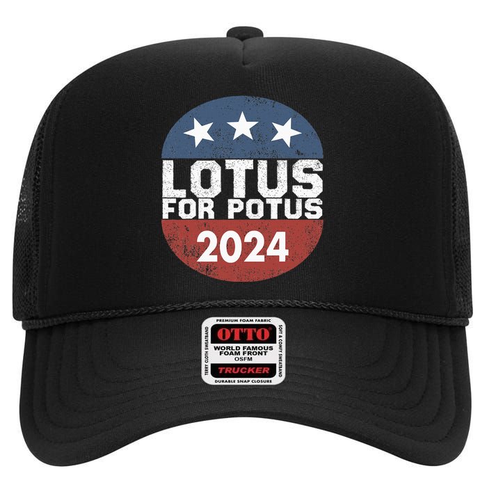 Lotus For Potus Kamala Harris 2024 High Crown Mesh Back Trucker Hat