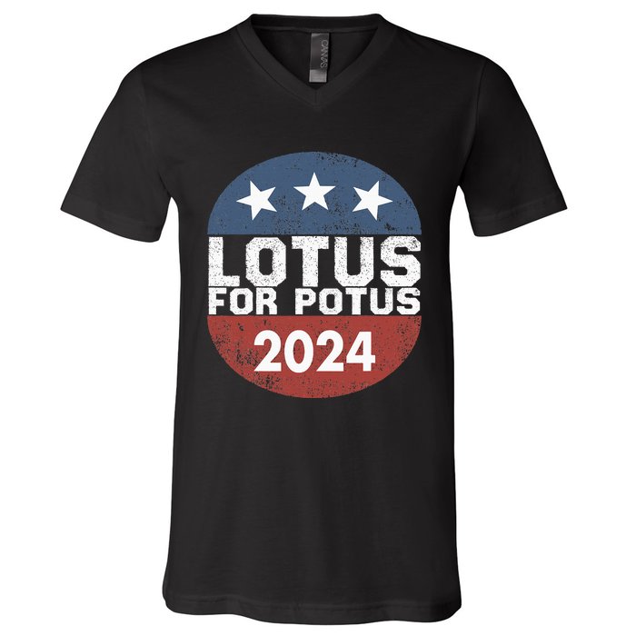 Lotus For Potus Kamala Harris 2024 V-Neck T-Shirt