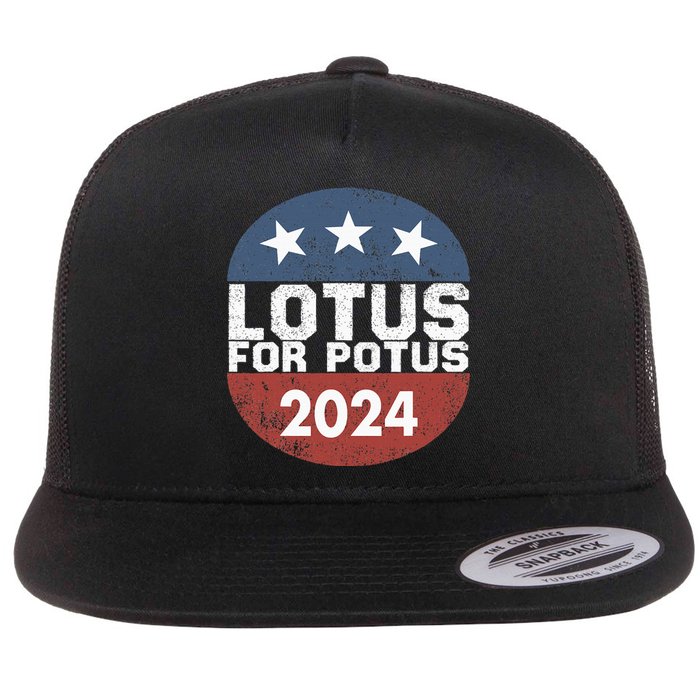 Lotus For Potus Kamala Harris 2024 Flat Bill Trucker Hat