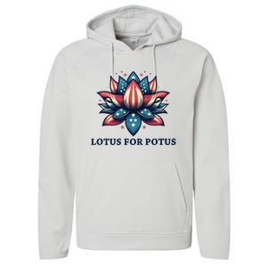 Lotus For Potus Usa Election Performance Fleece Hoodie