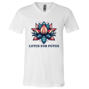 Lotus For Potus Usa Election V-Neck T-Shirt