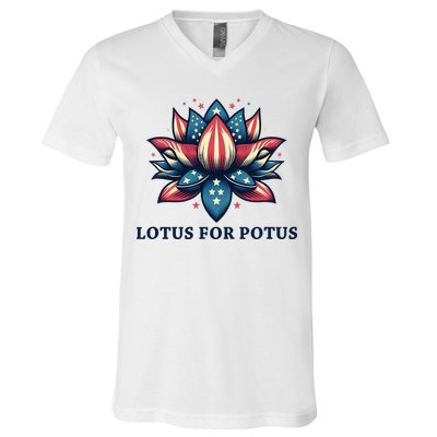 Lotus For Potus Usa Election V-Neck T-Shirt