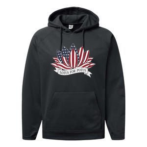 Lotus For Potus Kamala Harris 2024 President Performance Fleece Hoodie