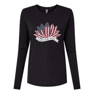 Lotus For Potus Kamala Harris 2024 President Womens Cotton Relaxed Long Sleeve T-Shirt