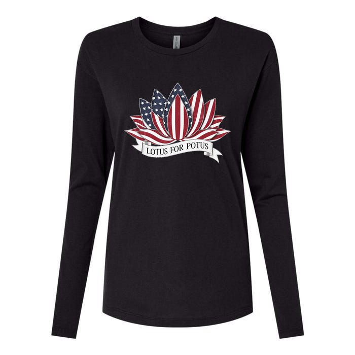 Lotus For Potus Kamala Harris 2024 President Womens Cotton Relaxed Long Sleeve T-Shirt