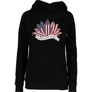 Lotus For Potus Kamala Harris 2024 President Womens Funnel Neck Pullover Hood