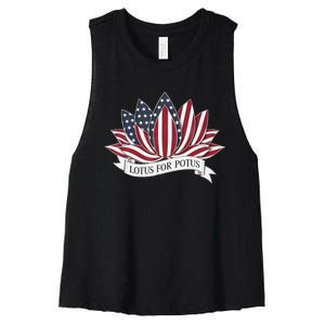 Lotus For Potus Kamala Harris 2024 President Women's Racerback Cropped Tank