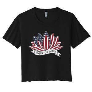 Lotus For Potus Kamala Harris 2024 President Women's Crop Top Tee