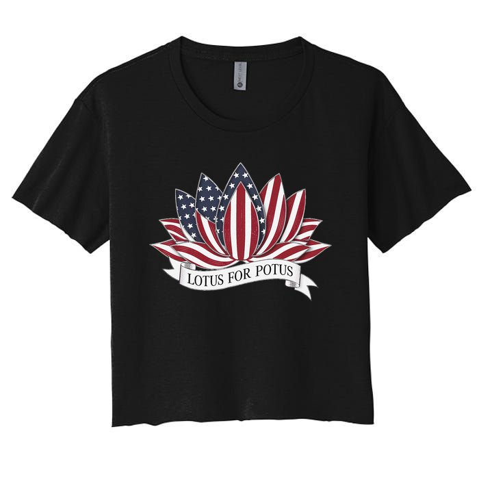 Lotus For Potus Kamala Harris 2024 President Women's Crop Top Tee