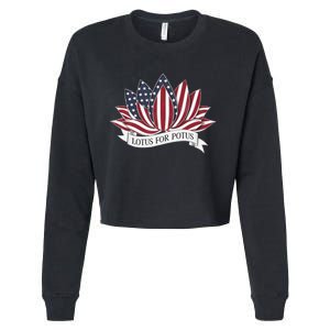 Lotus For Potus Kamala Harris 2024 President Cropped Pullover Crew