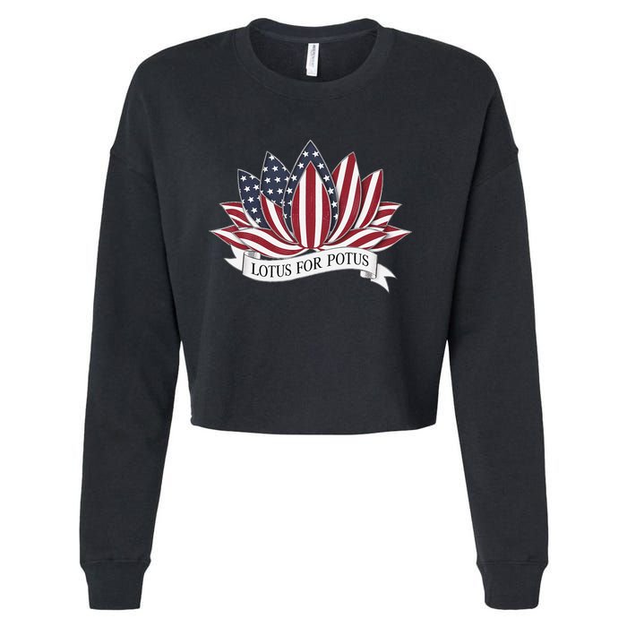 Lotus For Potus Kamala Harris 2024 President Cropped Pullover Crew