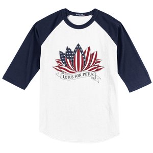 Lotus For Potus Kamala Harris 2024 President Baseball Sleeve Shirt