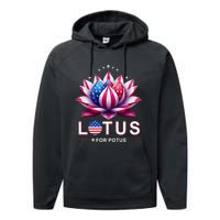 Lotus For Potus Kamala Harris 2024 President Trend Election Performance Fleece Hoodie