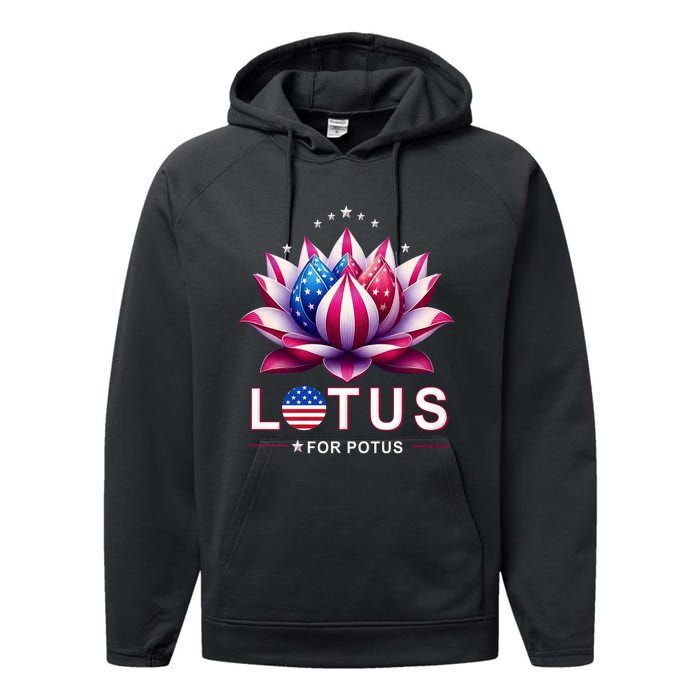 Lotus For Potus Kamala Harris 2024 President Trend Election Performance Fleece Hoodie