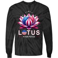 Lotus For Potus Kamala Harris 2024 President Trend Election Tie-Dye Long Sleeve Shirt