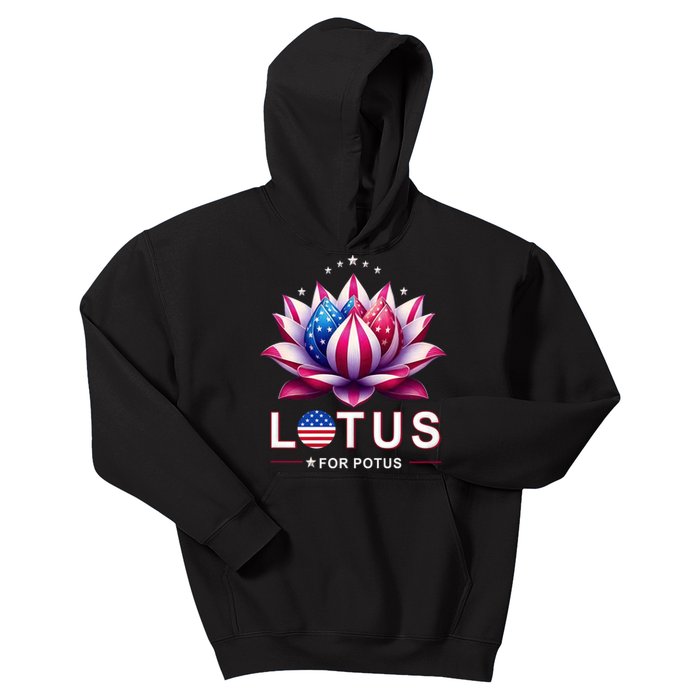 Lotus For Potus Kamala Harris 2024 President Trend Election Kids Hoodie