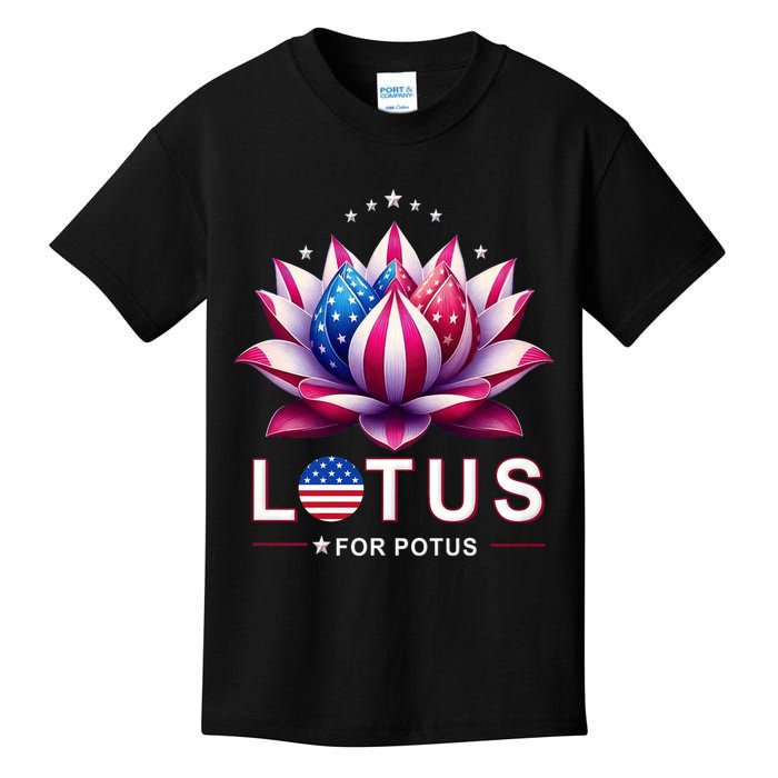 Lotus For Potus Kamala Harris 2024 President Trend Election Kids T-Shirt