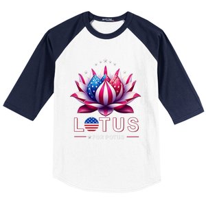 Lotus For Potus Kamala Harris 2024 President Trend Election Baseball Sleeve Shirt