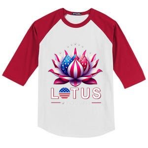 Lotus For Potus Kamala Harris 2024 President Trend Election Kids Colorblock Raglan Jersey