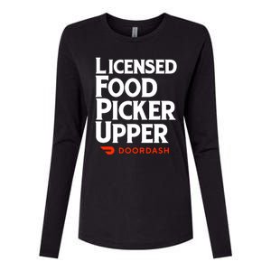 Licensed Food Picker Upper DoorDash Womens Cotton Relaxed Long Sleeve T-Shirt