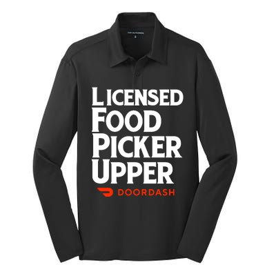 Licensed Food Picker Upper DoorDash Silk Touch Performance Long Sleeve Polo