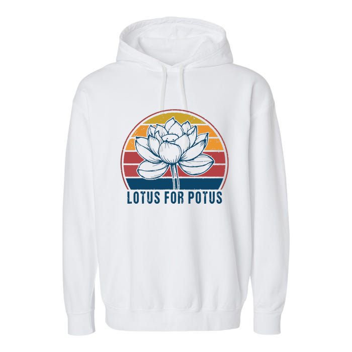 Lotus For Potus Kamala Harris 2024 Vintage Garment-Dyed Fleece Hoodie