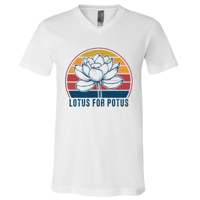 Lotus For Potus Kamala Harris 2024 Vintage V-Neck T-Shirt