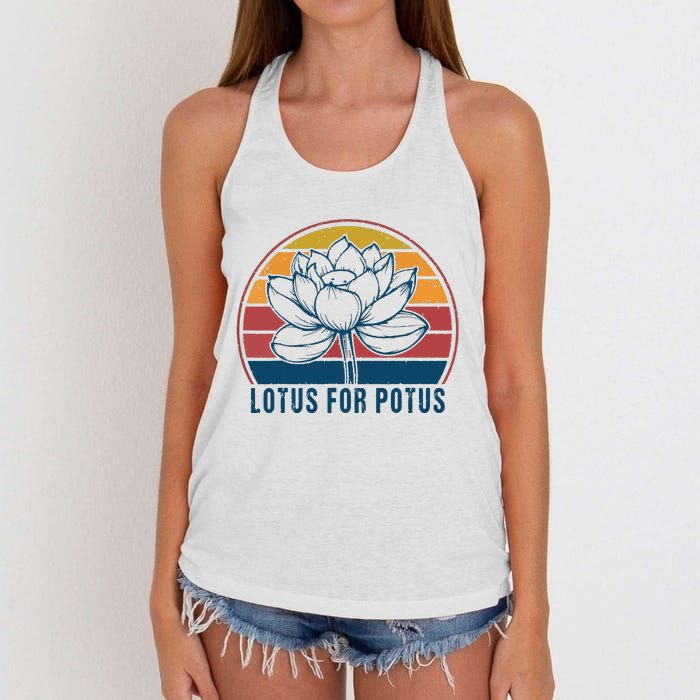 Lotus For Potus Kamala Harris 2024 Vintage Women's Knotted Racerback Tank