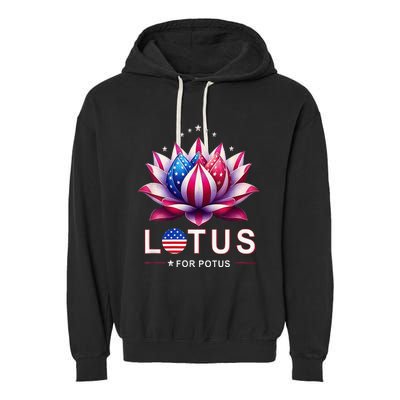 Lotus For Potus Kamala Harris 2024 President Trend Election Garment-Dyed Fleece Hoodie