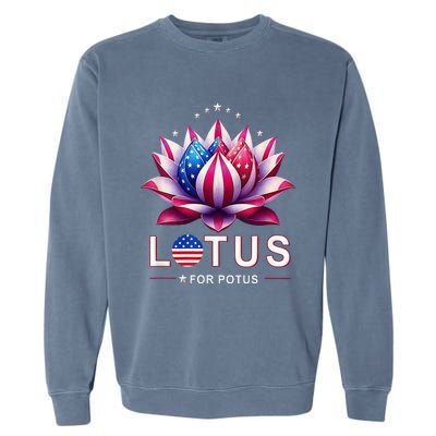 Lotus For Potus Kamala Harris 2024 President Trend Election Garment-Dyed Sweatshirt