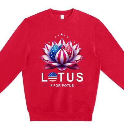 Lotus For Potus Kamala Harris 2024 President Trend Election Premium Crewneck Sweatshirt