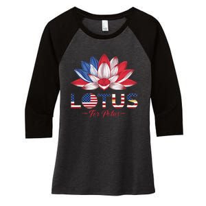 Lotus For Potus Kamala Harris 2024 President Trend Election Women's Tri-Blend 3/4-Sleeve Raglan Shirt