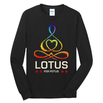 Lotus For Potus Kamala Harris 2024 President Trend Election Tall Long Sleeve T-Shirt