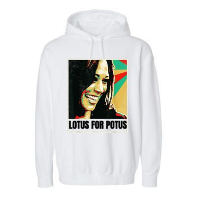 Lotus For Potus Kamala Harris 2024 President Trend Election Garment-Dyed Fleece Hoodie