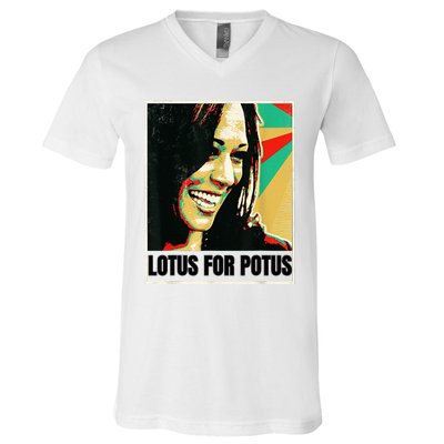 Lotus For Potus Kamala Harris 2024 President Trend Election V-Neck T-Shirt