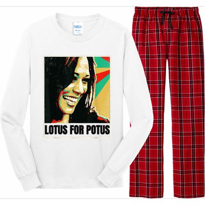 Lotus For Potus Kamala Harris 2024 President Trend Election Long Sleeve Pajama Set