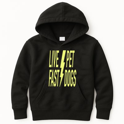 Live Fast Pet Dogs. Funny Dog Lover Humorous Sarcasm Slogan Kids Hoodie