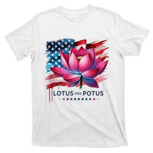 Lotus For Potus Cute Flower American Flag 2024 T-Shirt