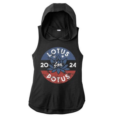 Lotus For Potus Kamala Harris 2024 Presidential Campaign Gift Ladies PosiCharge Tri-Blend Wicking Draft Hoodie Tank