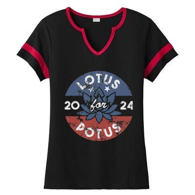 Lotus For Potus Kamala Harris 2024 Presidential Campaign Gift Ladies Halftime Notch Neck Tee