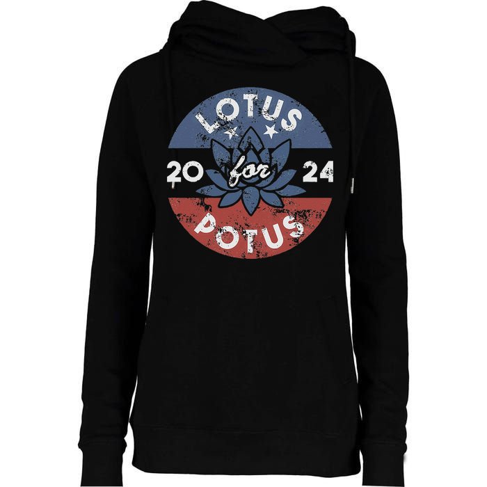 Lotus For Potus Kamala Harris 2024 Presidential Campaign Gift Womens Funnel Neck Pullover Hood