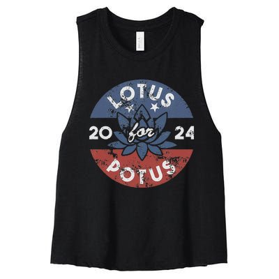 Lotus For Potus Kamala Harris 2024 Presidential Campaign Gift Women's Racerback Cropped Tank