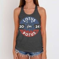 Lotus For Potus Kamala Harris 2024 Presidential Campaign Gift Women's Knotted Racerback Tank