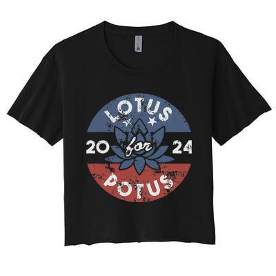 Lotus For Potus Kamala Harris 2024 Presidential Campaign Gift Women's Crop Top Tee