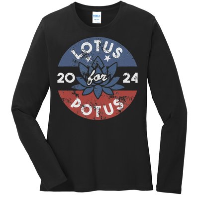 Lotus For Potus Kamala Harris 2024 Presidential Campaign Gift Ladies Long Sleeve Shirt