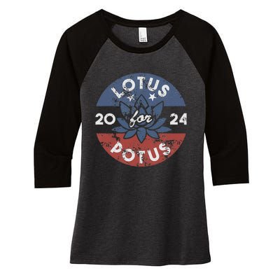 Lotus For Potus Kamala Harris 2024 Presidential Campaign Gift Women's Tri-Blend 3/4-Sleeve Raglan Shirt